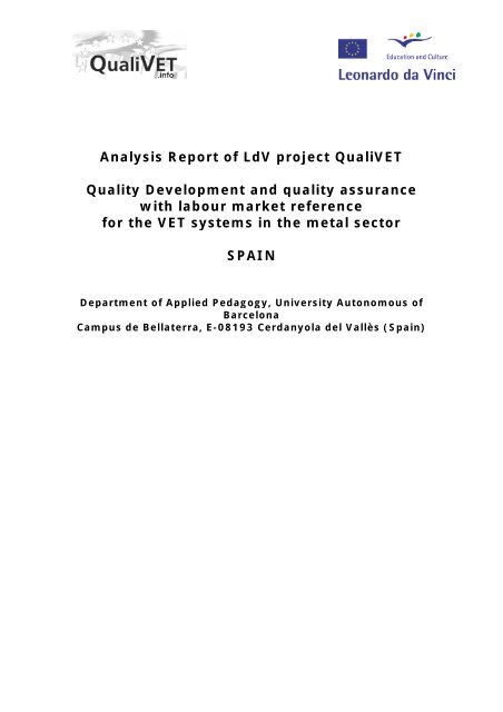 Analysis Report of LdV project QualiVET Quality ... - ADAM