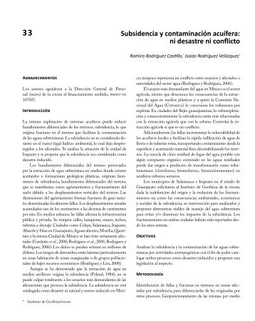 Subsidencia y contaminación acuífera: ni desastre ni conflicto - UNAM