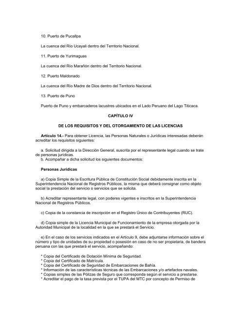 Aprueban Reglamento de los Servicios de Transporte Acuático y ...