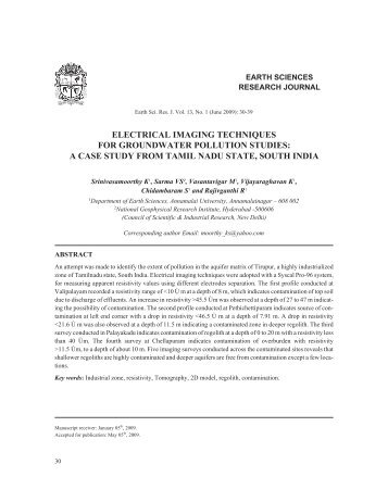 electrical imaging techniques for groundwater pollution studies
