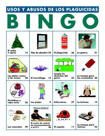 Bingo Cards for Pesticide Safety in Spanish