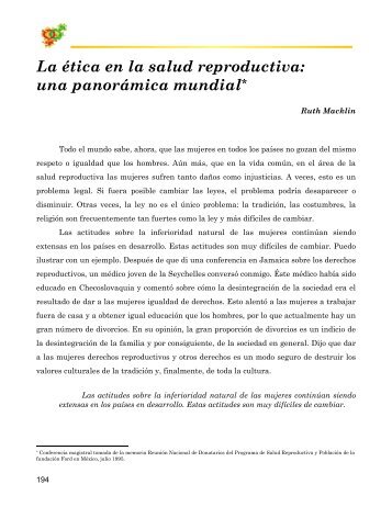 La ética en la salud reproductiva: una panorámica mundial* - dgespe