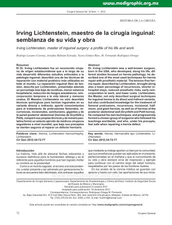 Irving Lichtenstein, maestro de la cirugía inguinal ... - edigraphic.com