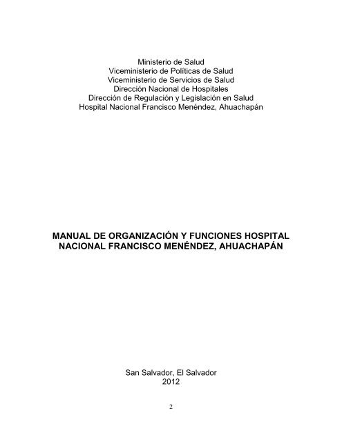 MANUAL DE ORGANIZACIÓN Y FUNCIONES HOSPITAL ...