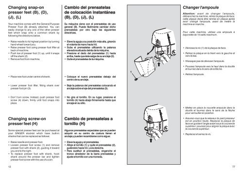 Instruction Book Libro de Instrucciones Livret d'Instructions ... - Singer