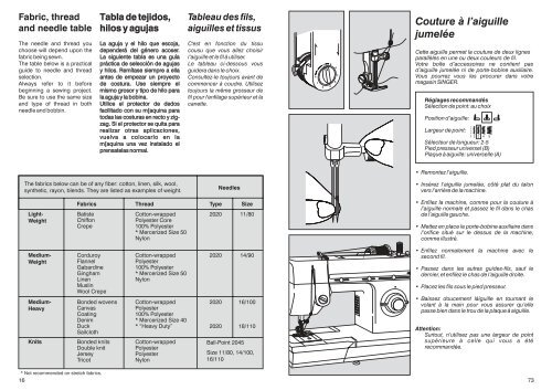 Instruction Book Libro de Instrucciones Livret d'Instructions ... - Singer