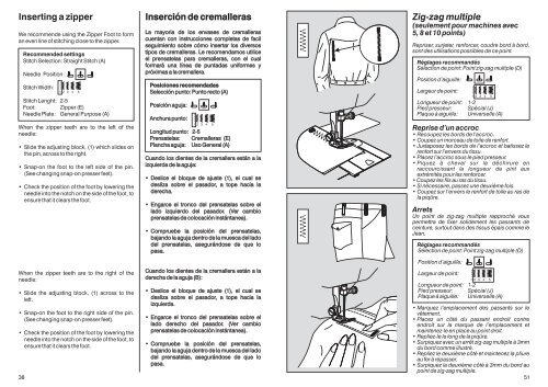 Instruction Book Libro de Instrucciones Livret d'Instructions ... - Singer