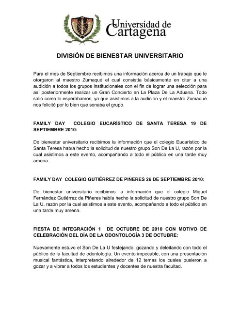 división de bienestar universitario - Universidad de Cartagena