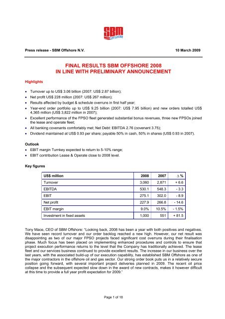 2008 Full Year Results - SBM Offshore