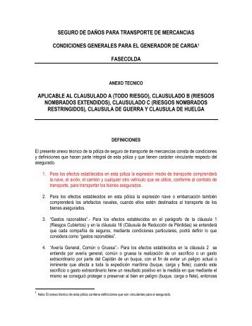 seguro de daños para transporte de mercancias ... - Fasecolda