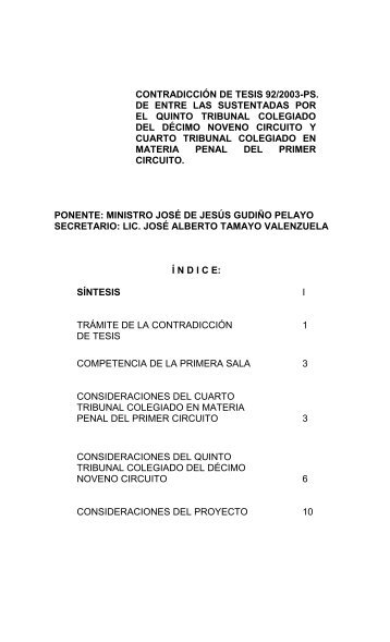 CONTRADICCIÓN DE TESIS 92/2003-PS