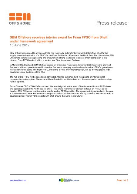 PR - 2012.06.14 - Shell Fram and EFA - SBM Offshore