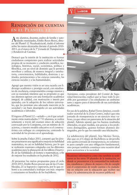 No.75 1 de Noviembre de 2011 - Colegio de Bachilleres