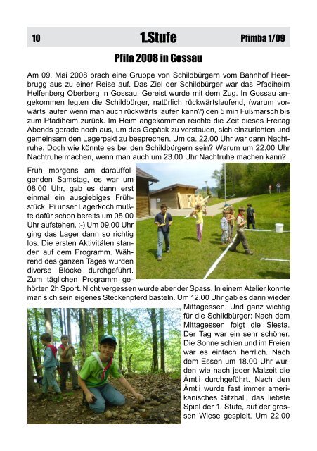 PFIMBAInformationsblatt der Pfadi Mittelrheintal Ausgabe 1/2009