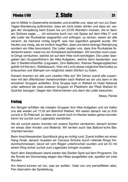 PFIMBAInformationsblatt der Pfadi Mittelrheintal Ausgabe 1/2009