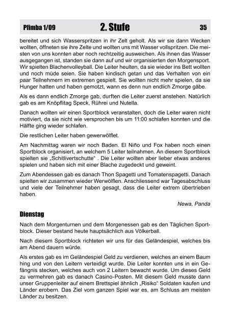 PFIMBAInformationsblatt der Pfadi Mittelrheintal Ausgabe 1/2009