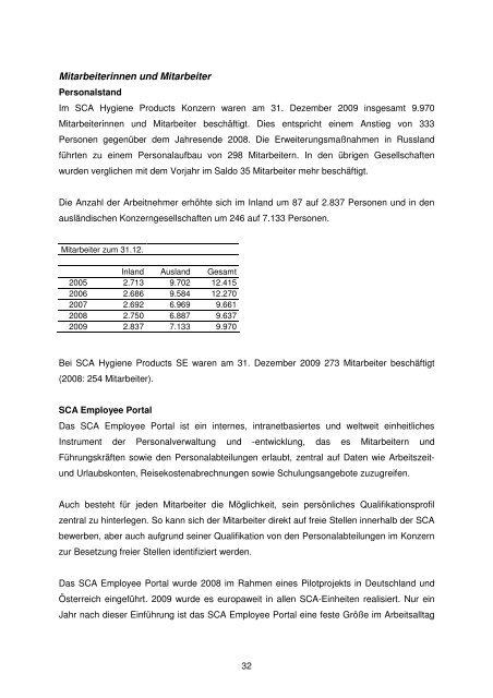 GESCHÄFTSBERICHT 2009 SCA Hygiene Products SE