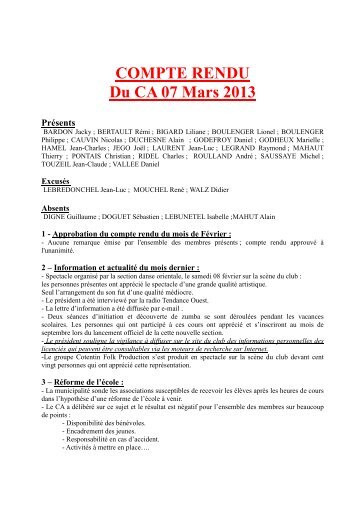 COMPTE RENDU Du CA 07 Mars 2013 - PLO