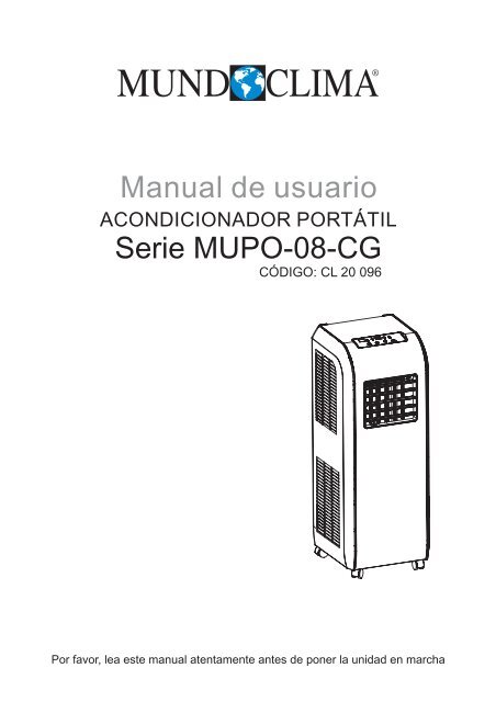 Manual de usuario del acondicionador portátil Mundoclima Serie ...