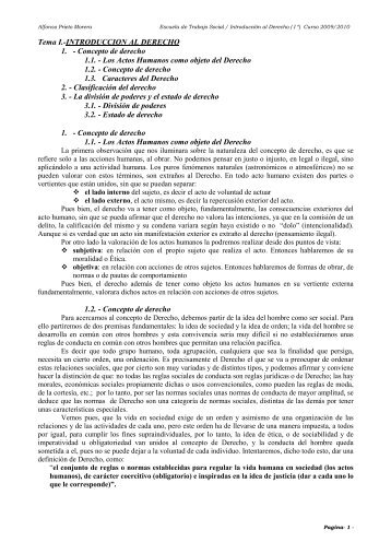 Tema I.-INTRODUCCION AL DERECHO 1. - Concepto de derecho ...