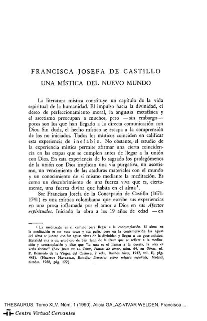 Francisca Josefa de Castillo, una mística del Nuevo Mundo