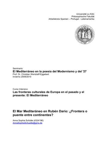 El Mar Mediterráneo en Rubén Darío - Universität zu Köln