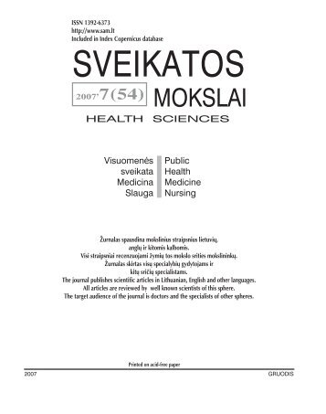 Žurnalas ,,Sveikatos mokslai", Nr. 7 (1 dalis) {PDF formatas, 5.8 KB