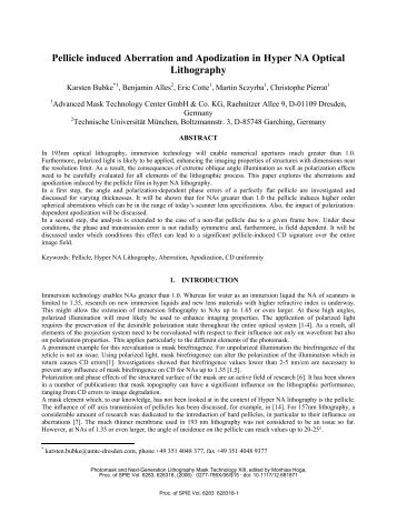 Pellicle-induced aberrations and apodization in hyper-Na optical ...