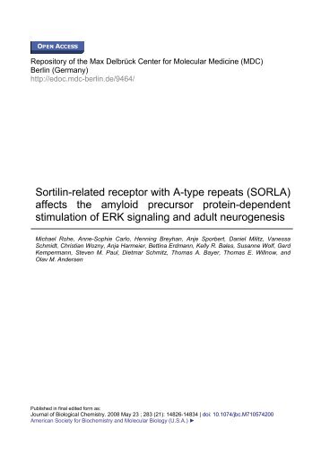 Sortilin-related receptor with A-type repeats (SORLA) affects the ...