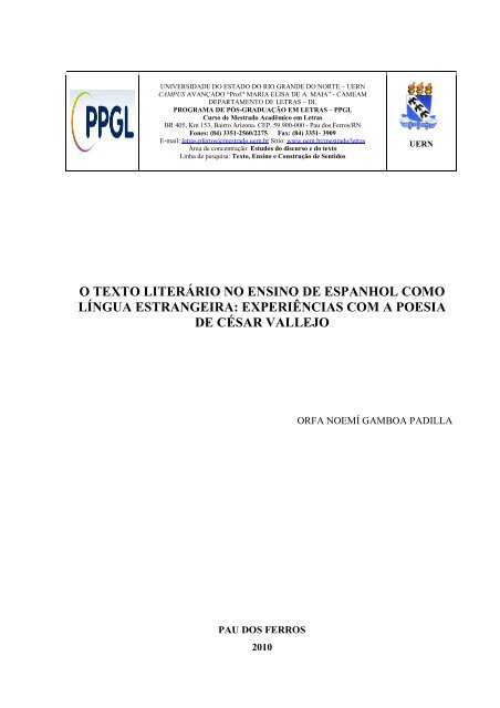 o texto literário no ensino de espanhol como língua ... - UERN