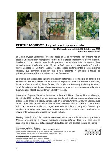 BERTHE MORISOT. La pintora impresionista - Museo Thyssen ...