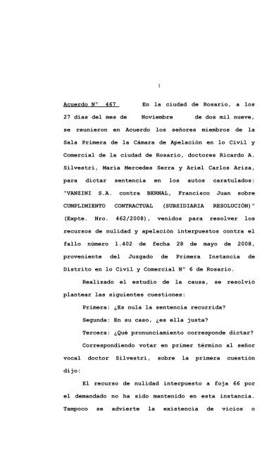 Acuerdo Nº 467 En la ciudad de Rosario, a los 27 días del mes de ...