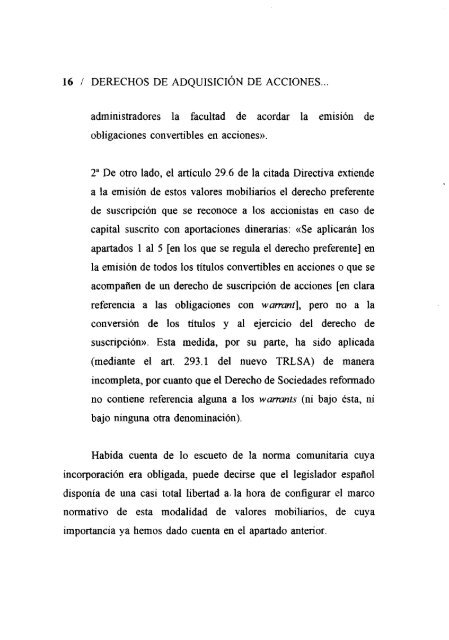 derechos de adquisición de acciones incorporados en wj4rr4nts