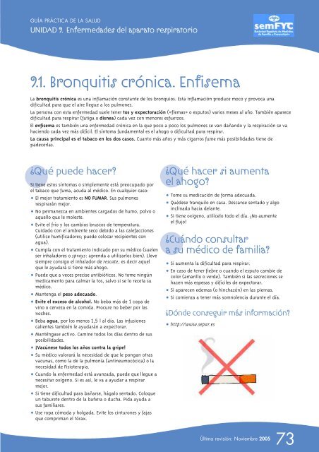 9.1. Bronquitis crónica. Enfisema