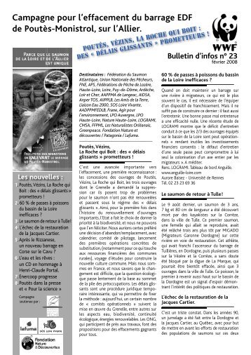 Campagne pour l'effacement du barrage EDF de - WWF