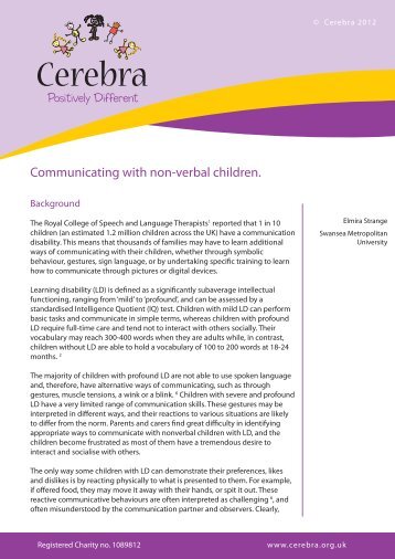 Communicating with non-verbal children.