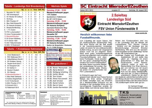 2.Spieltag Landesliga Süd - SC Eintracht Miersdorf Zeuthen 1912 eV