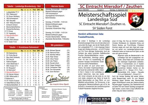 Meisterschaftsspiel - SC Eintracht Miersdorf Zeuthen 1912 eV