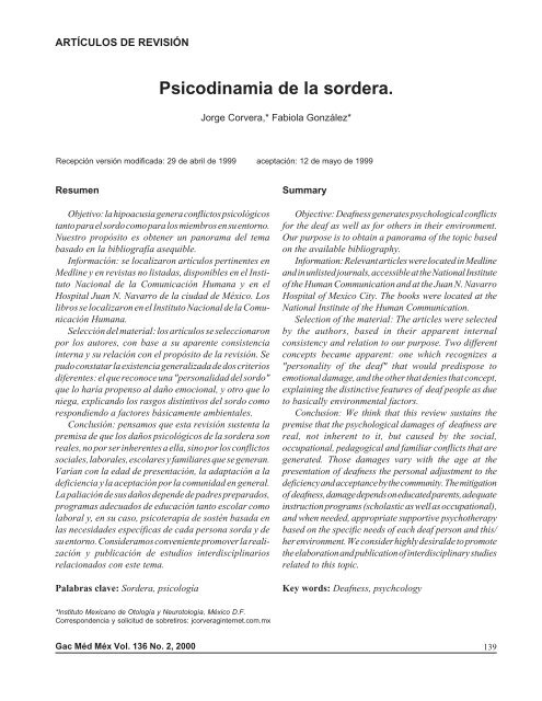 Psicodinamia de la sordera - cultura Sorda