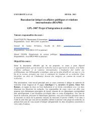 GPL-3007 Projet d'intégration - Faculté des sciences sociales ...