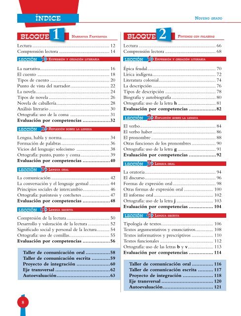 Libro de Texto Español 9 - Secretaría de Educación