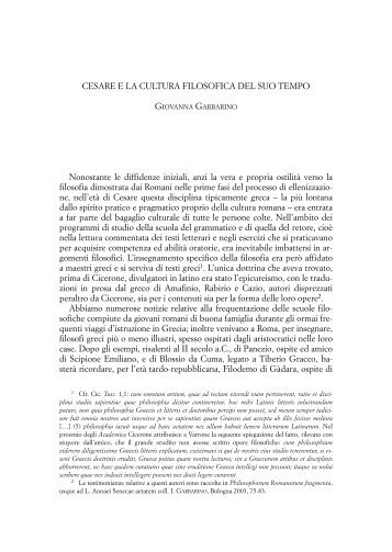 Cesare e la cultura filosofica del suo tempo - Fondazione Canussio