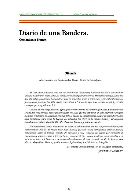 Diario de una Bandera-Comandante Franco - Zona Nacional