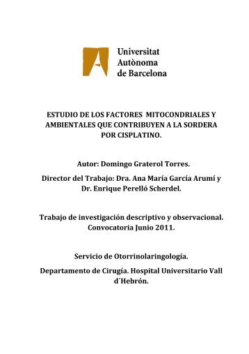 Estudio de los factores mitocondriales y ambientales que - Recercat