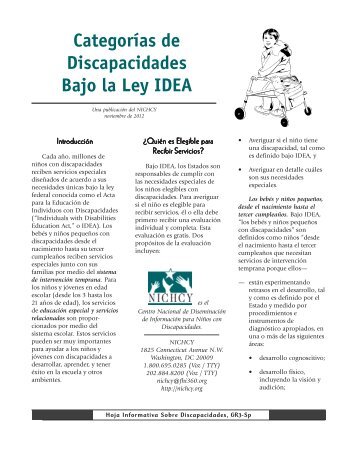 Categorías de Discapacidades Bajo la Ley IDEA - Nichcy