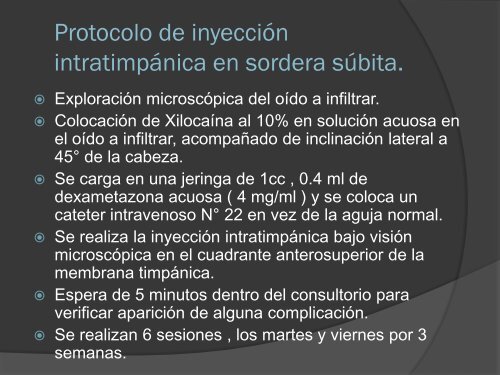 inyección intratimpánica de esteroides : una opción en sordera ...