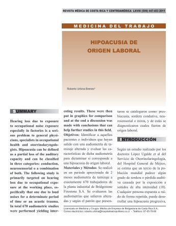 HIPOACUSIA DE ORIGEN LABORAL - Binasss