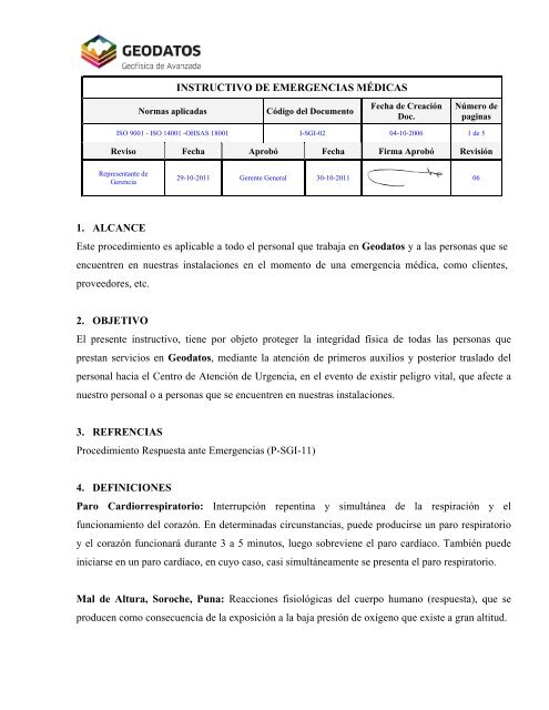 INSTRUCTIVO DE EMERGENCIAS MÉDICAS 1 ... - Geodatos.cl