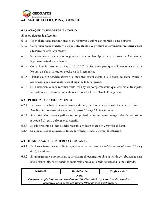 INSTRUCTIVO DE EMERGENCIAS MÉDICAS 1 ... - Geodatos.cl
