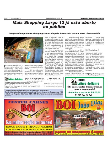Edição Novembro/2010 - Jornal Leitura do Bairro